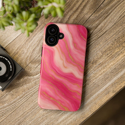 Pink Marble Phone Case | Rose Gold Swirl Aesthetic Tough Protective Case