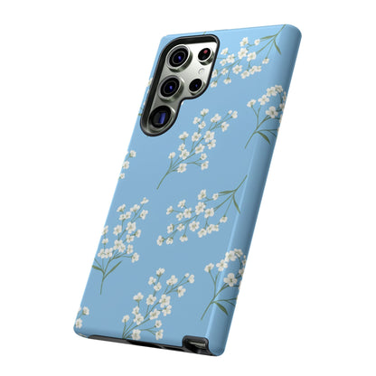 Baby’s Breath Floral Phone Case – Blue Minimal Flower Aesthetic Tough Case