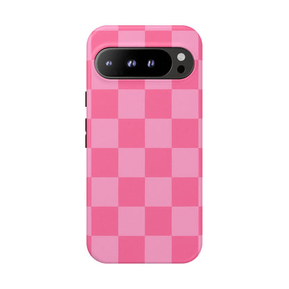 Pink Checkerboard Phone Case – Cute Aesthetic Tough Case for iPhone & Samsung