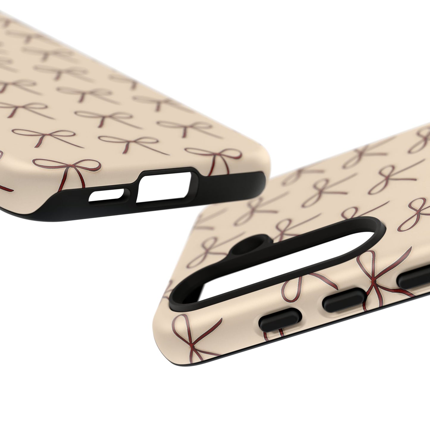 Coquette Bow Phone Case | Neutral Beige Aesthetic iPhone & Samsung Tough Case