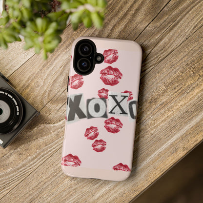 XOXO Kiss Print Phone Case | Coquette Valentine Aesthetic | Cute Pink Lipstick Kiss Tough Case for iPhone & Samsung