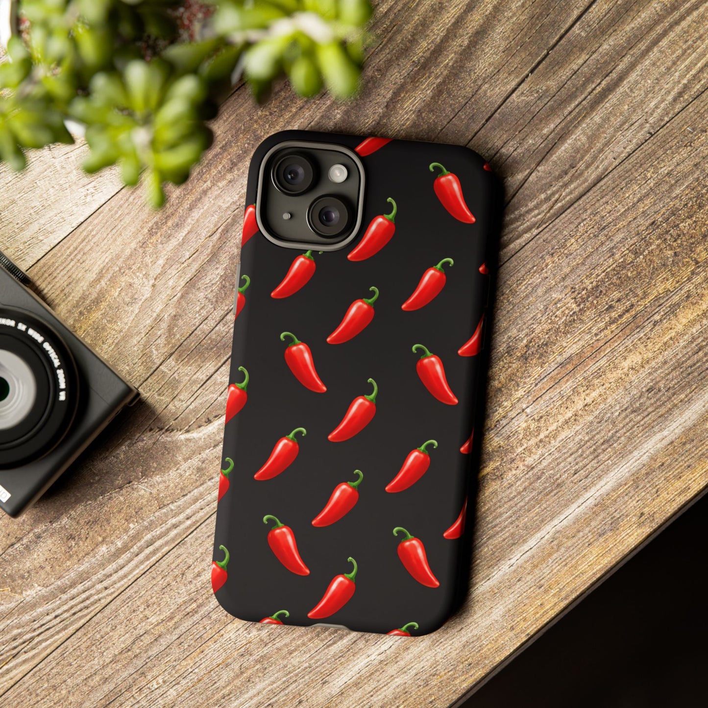 Spicy Chili Pepper Phone Case – Black Cute Hot Pepper Tough Cover for Iphone, Samsung Galaxy and Pixel