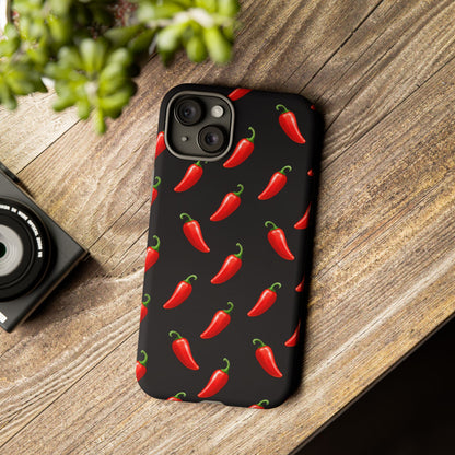 Spicy Chili Pepper Phone Case – Black Cute Hot Pepper Tough Cover for Iphone, Samsung Galaxy and Pixel