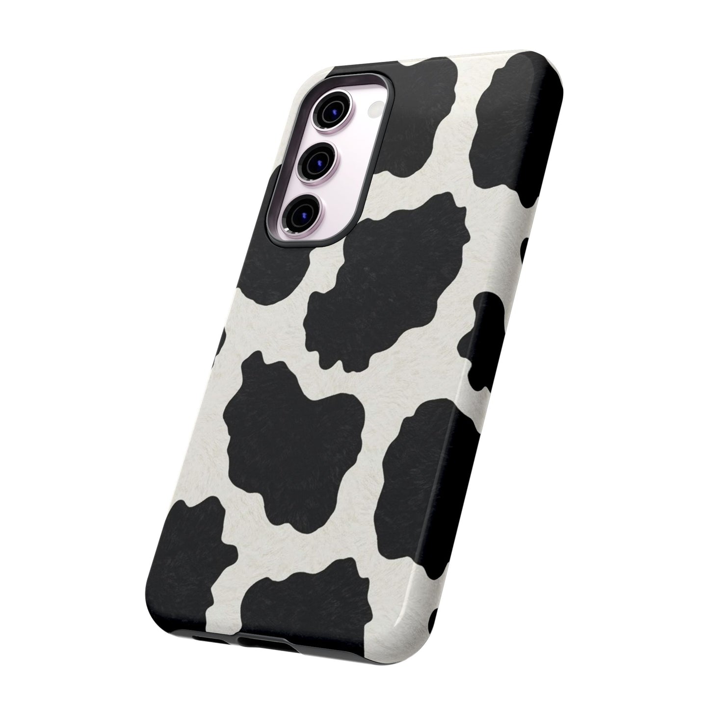 Black & White Cow Print Phone Case | Western Aesthetic iPhone & Samsung Tough Case