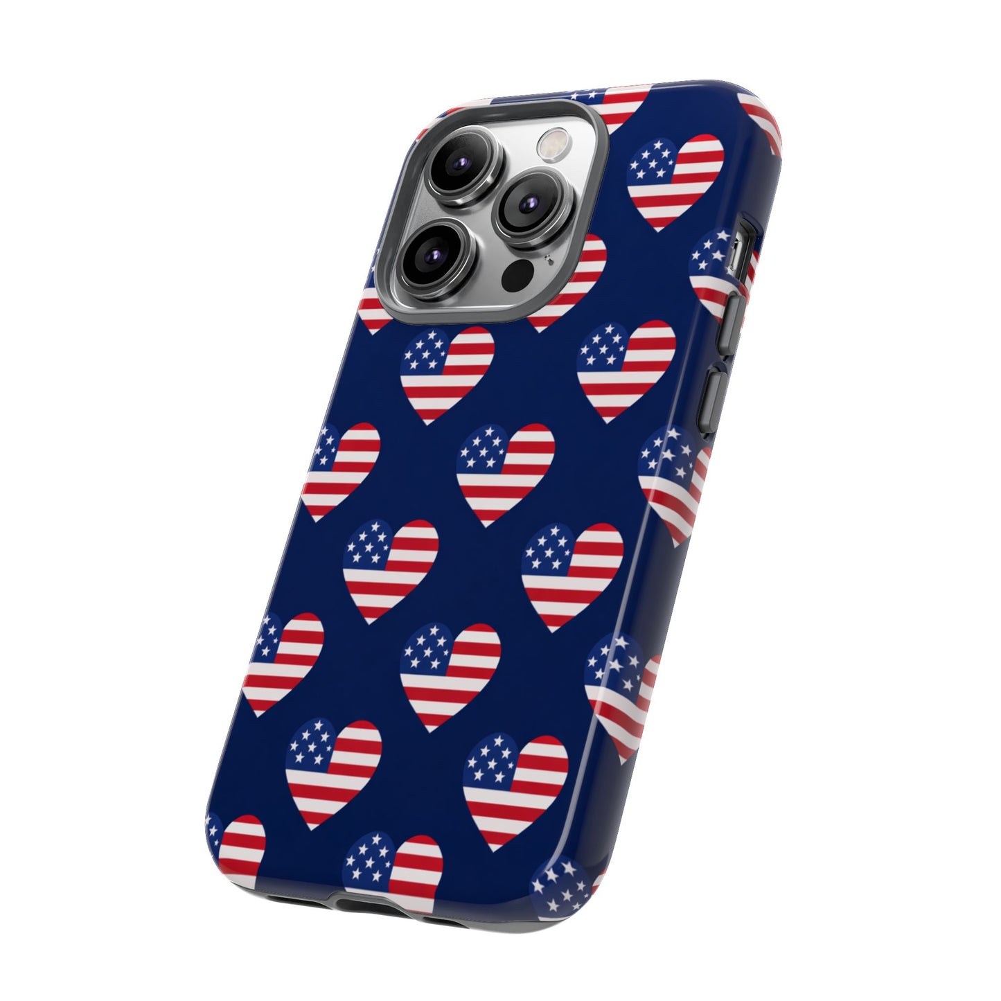 Patriotic American Flag Heart Phone Case – Tough Shockproof, USA Stars & Stripes for Iphone, Samsung Galaxy and Pixel