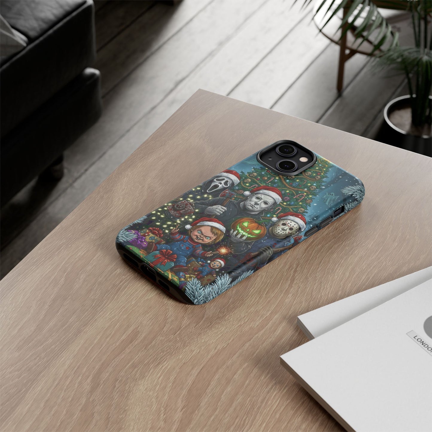 Christmas Horror Phone Case – Festive Slasher Collage Tough Case (iPhone, Samsung, Pixel)