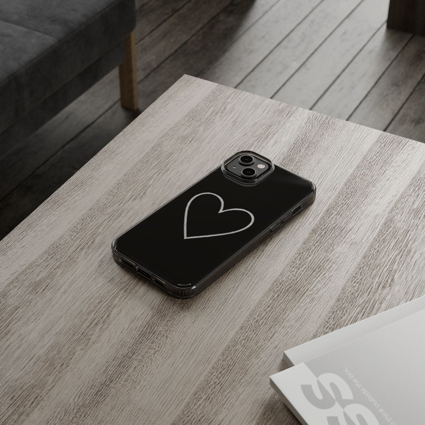 Minimal Hand-Drawn Heart Clear Phone Case | Aesthetic Clear Protective Case