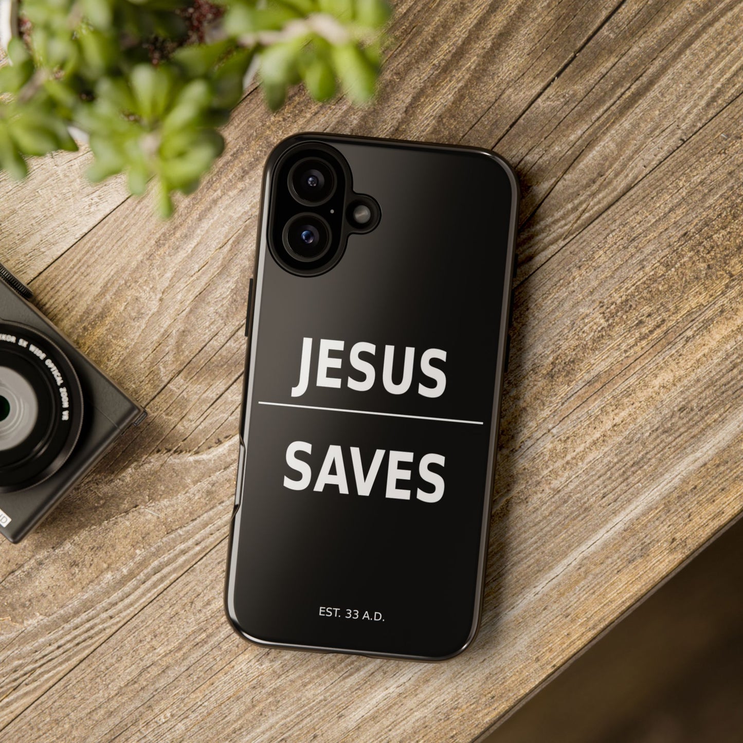 Jesus Saves Phone Case Christian Religious Minimalist Black Tough Cover