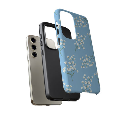 Baby’s Breath Floral Phone Case – Blue Minimal Flower Aesthetic Tough Case