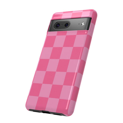 Pink Checkerboard Phone Case – Cute Aesthetic Tough Case for iPhone & Samsung