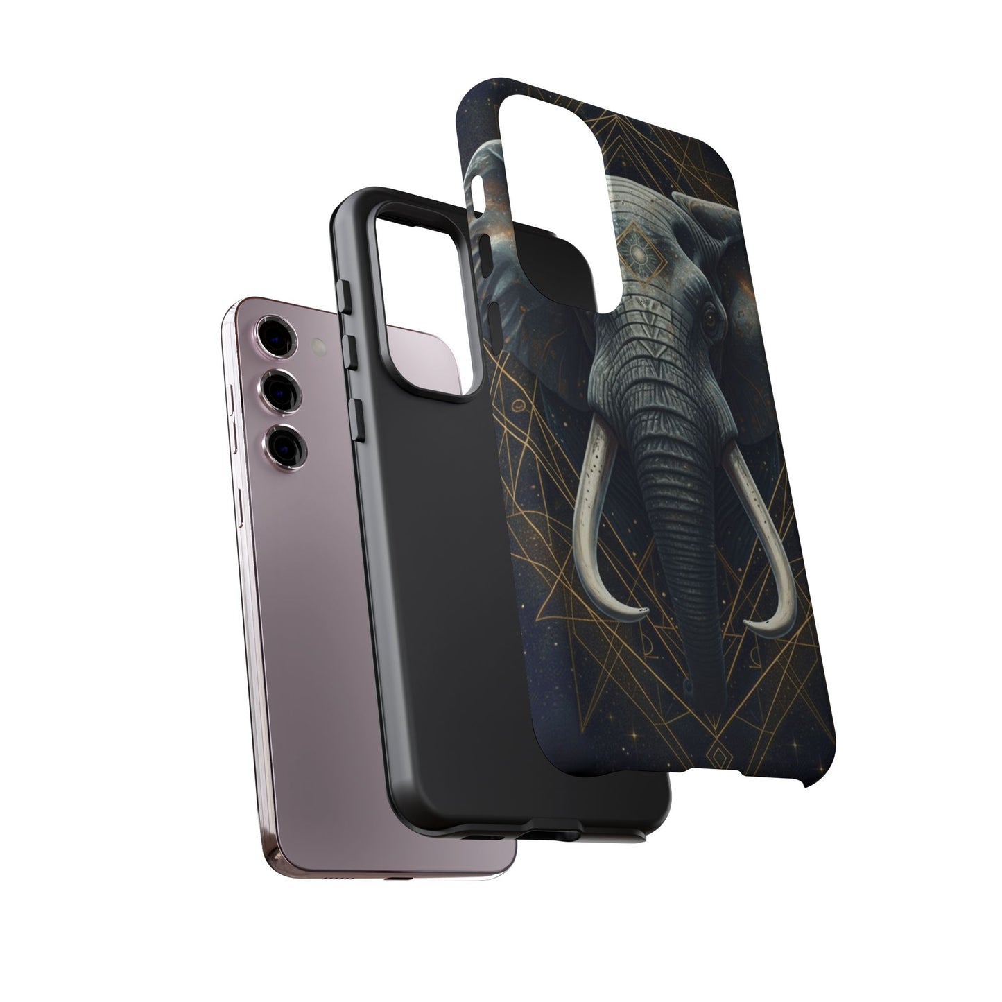 Elephant Mandala Phone Case – Black and Gold Spiritual Elephant Tough Protective Case