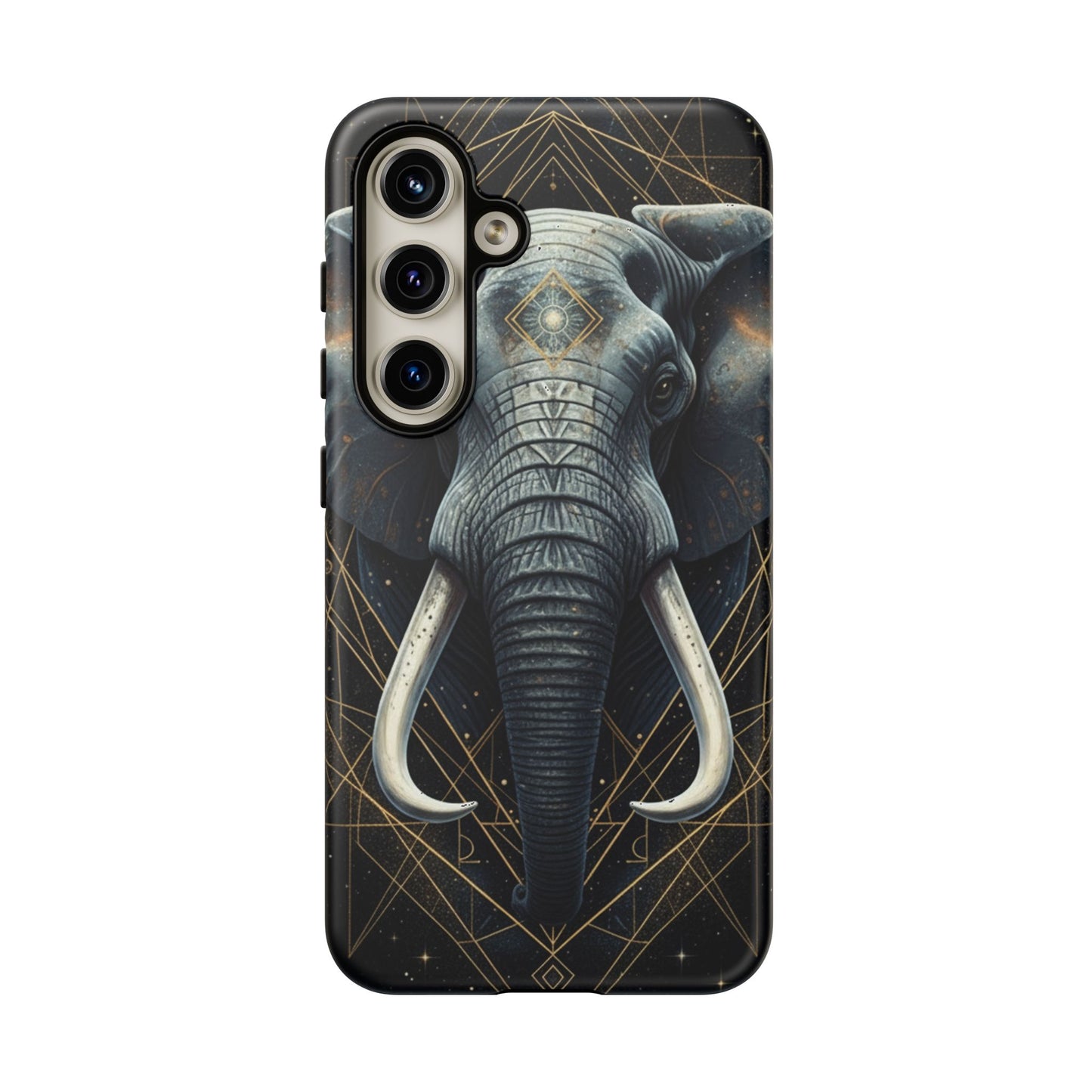 Elephant Mandala Phone Case – Black and Gold Spiritual Elephant Tough Protective Case