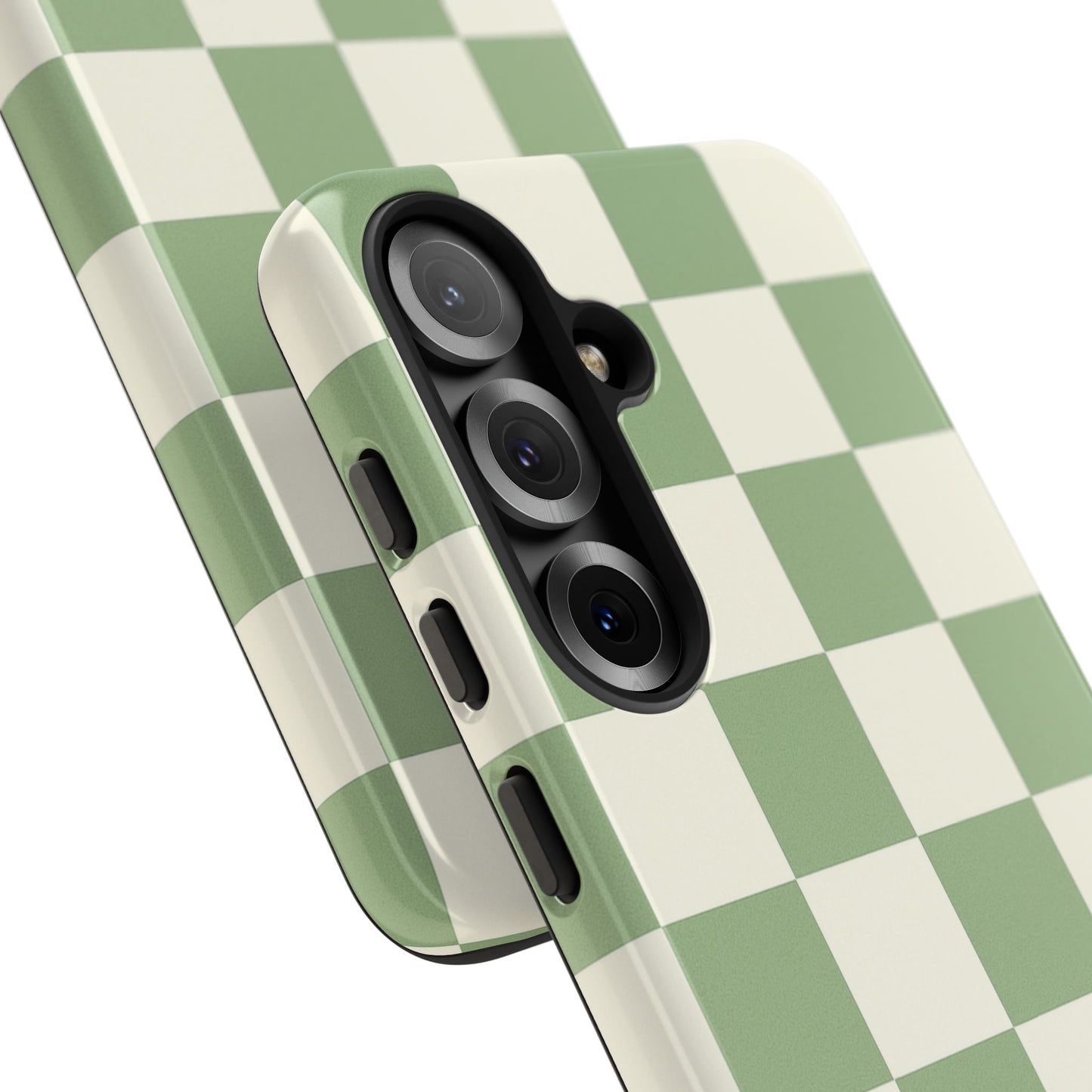 Sage Green Checkerboard Phone Case | Minimal Aesthetic Checkered iPhone & Samsung Tough Case