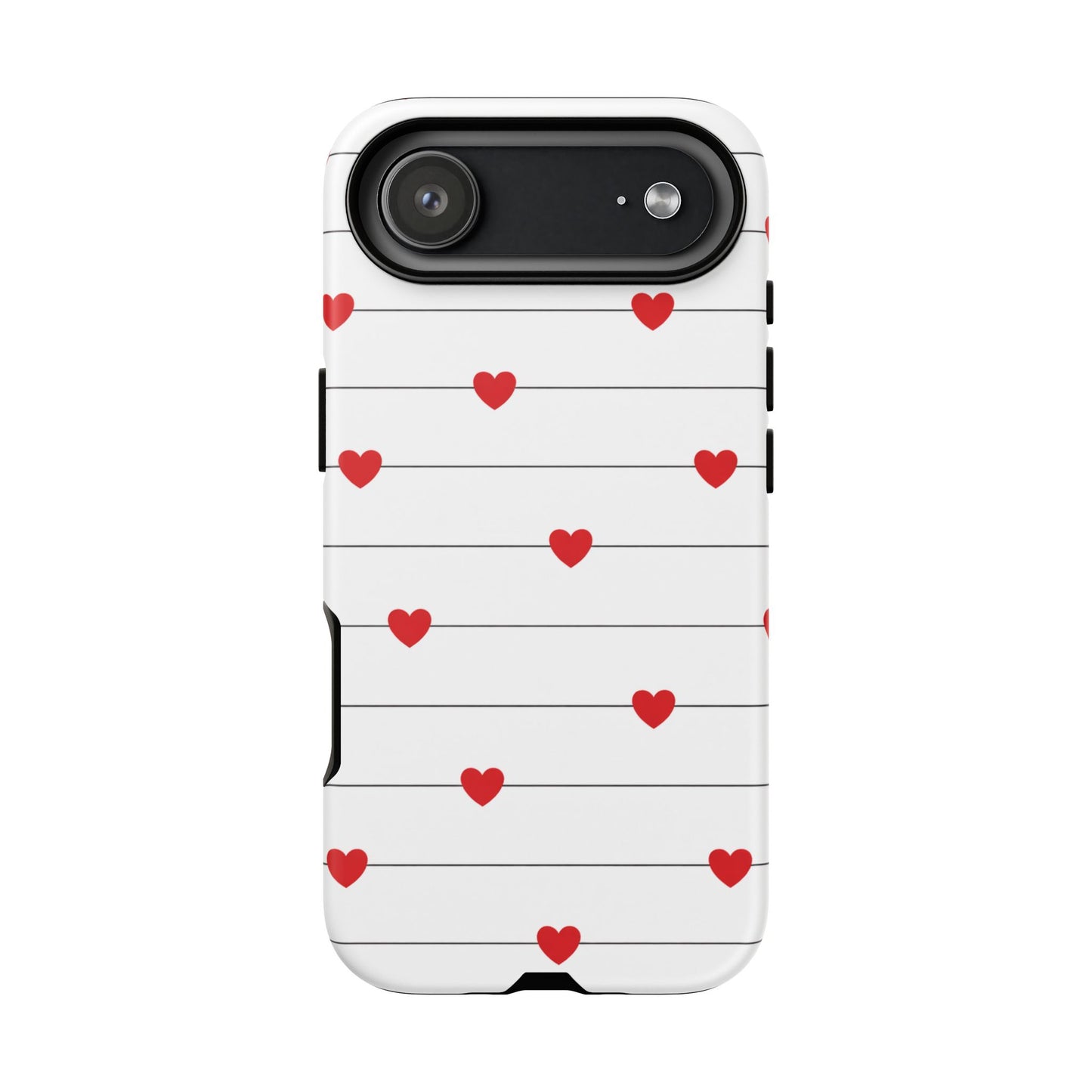 Red Heart Stripe iPhone Case | Tough Shockproof Love Aesthetic Cover