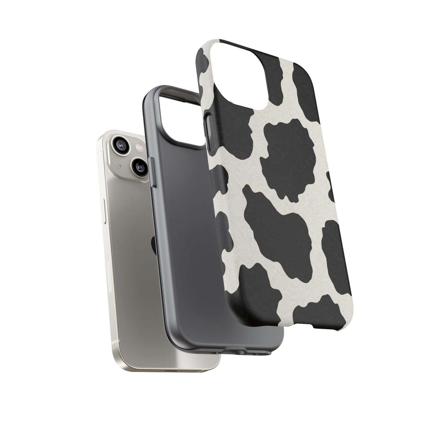 Black & White Cow Print Phone Case | Western Aesthetic iPhone & Samsung Tough Case