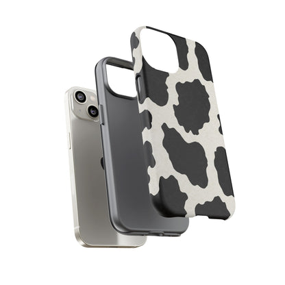 Black & White Cow Print Phone Case | Western Aesthetic iPhone & Samsung Tough Case