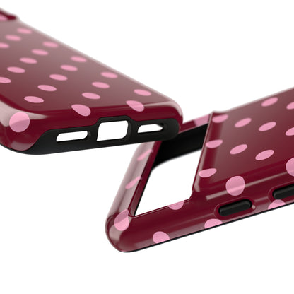 Pink Polka Dot Phone Case – Cute Aesthetic Tough Protective Phone Cover for Iphone, Samsung Galaxy and Pixel