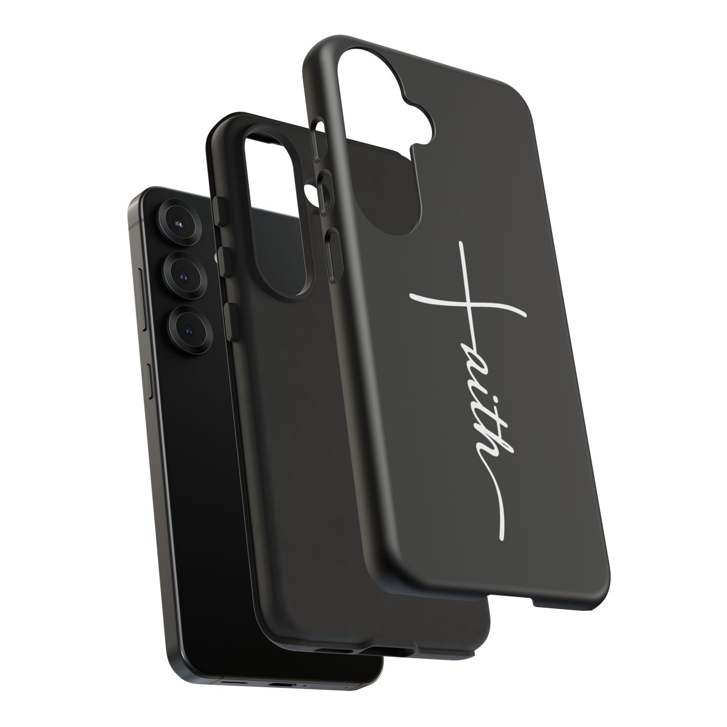 Faith Cross Phone Case, Christian Aesthetic Minimalist Black Matte Case, Religious Gift iPhone Samsung Cover