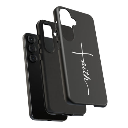 Faith Cross Phone Case, Christian Aesthetic Minimalist Black Matte Case, Religious Gift iPhone Samsung Cover