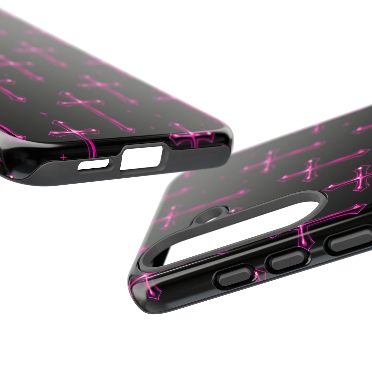 Neon Pink Cross Pattern Phone Case | Tough Protective Case for Iphone, Samsung Galaxy and Pixel