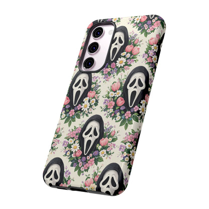 Floral Ghost Face Aesthetic Phone Case – Cute Spooky Tough Cover
