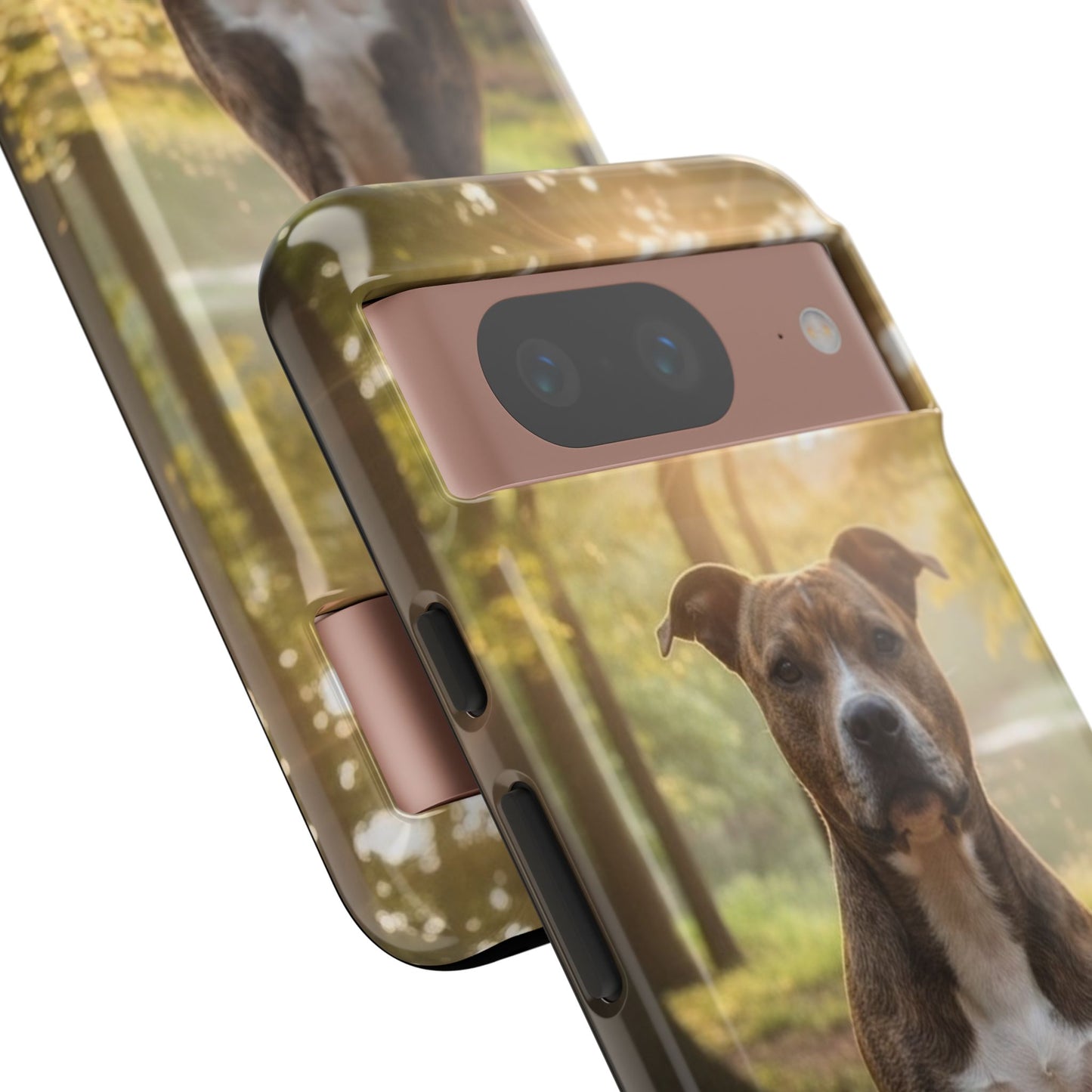 Pitbull Portrait Phone Case | Dog Lover Tough Case, Sunset Forest