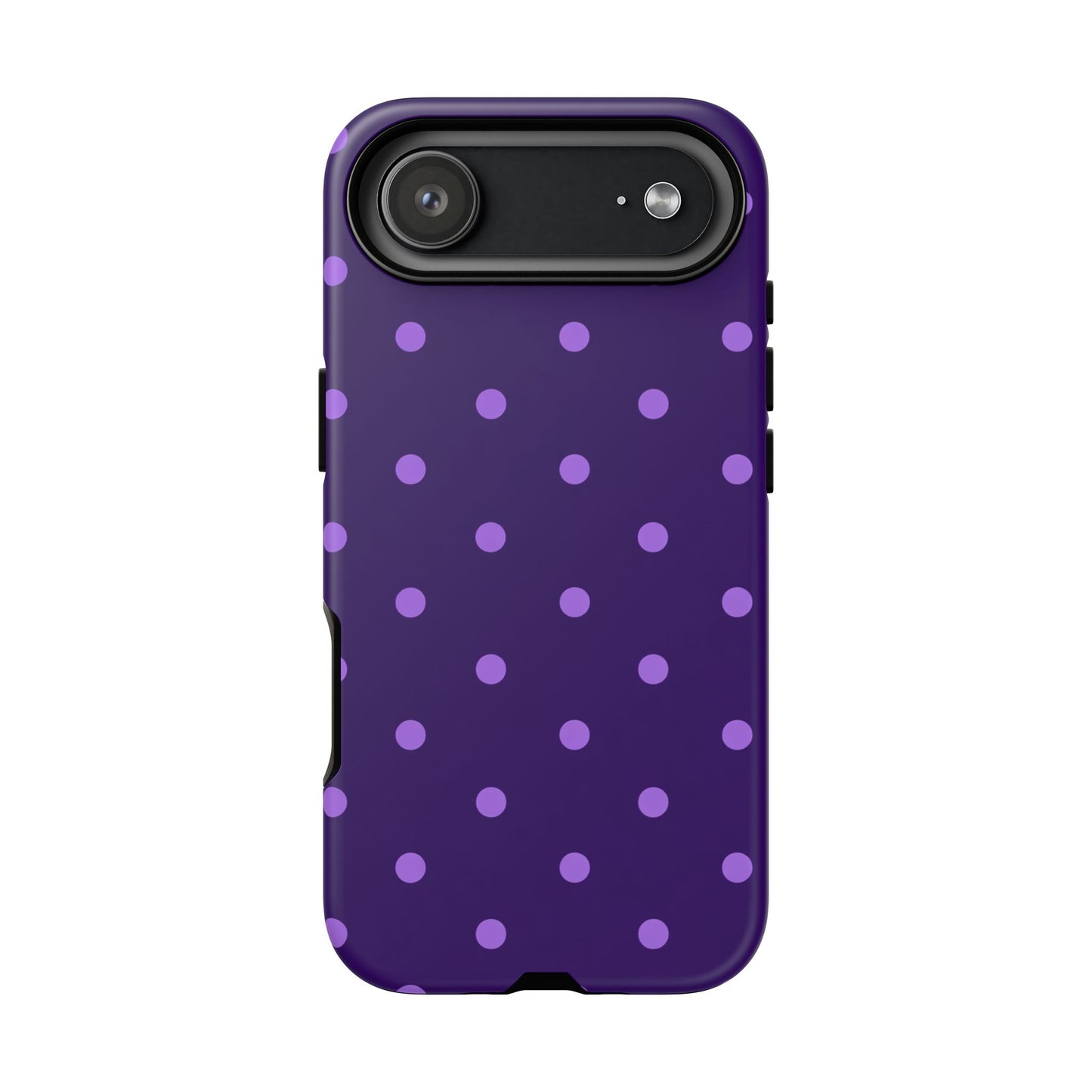 Purple Polka Dot Tough Phone Case – Cute Stylish Durable Protective Cover for Iphone, Samsung Galaxy and Pixel