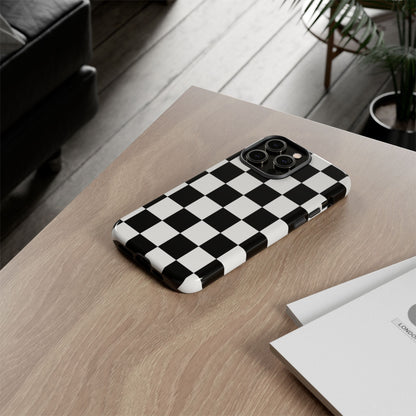 Black & White Checkerboard Phone Case – Classic Aesthetic Tough Protective Case for Iphone, Samsung Galaxy and Pixel