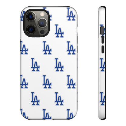 Blue LA Monogram Pattern Phone Case | Minimal Baseball Inspired Tough Cover