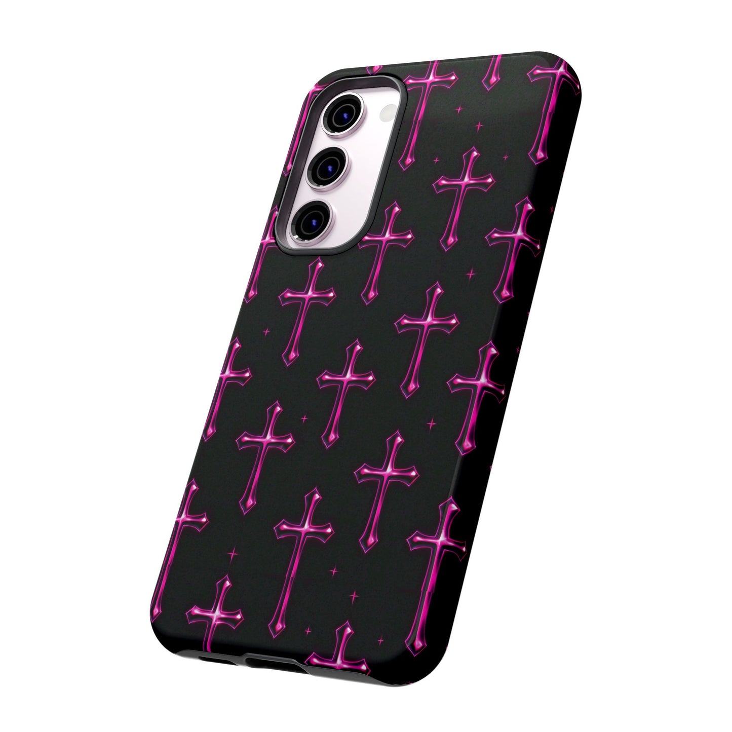 Neon Pink Cross Pattern Phone Case | Tough Protective Case for Iphone, Samsung Galaxy and Pixel