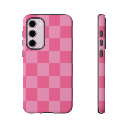 Pink Checkerboard Phone Case | Cute Aesthetic Checkered iPhone & Samsung Tough Case