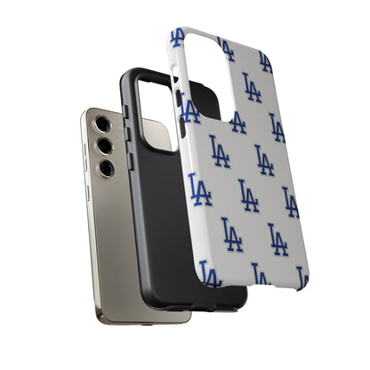 Blue LA Monogram Pattern Phone Case | Minimal Baseball Inspired Tough Cover