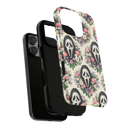 Floral Ghost Face Aesthetic Phone Case – Cute Spooky Tough Cover
