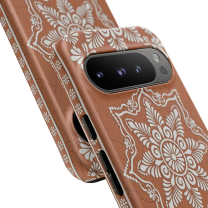 Talavera Terracotta Phone Case | Mexican Floral Pattern iPhone & Samsung Tough Case | Boho Clay Aesthetic Cover