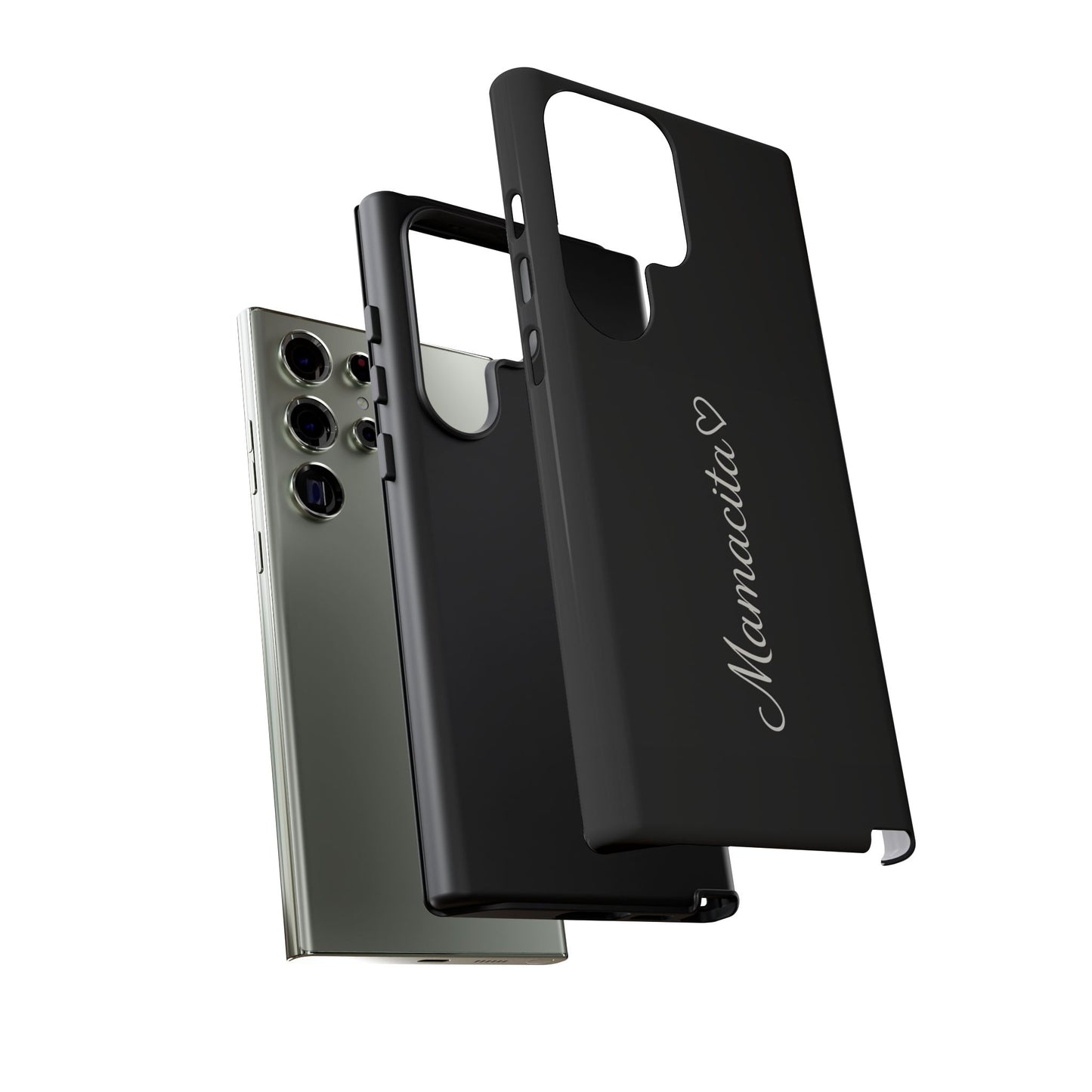 Mamacita Script Phone Case | Minimal Black Tough Case | Sleek Aesthetic Cover