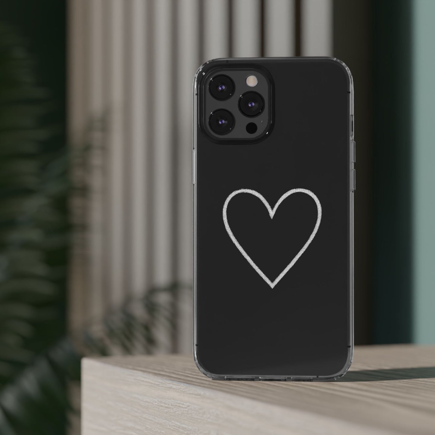 Minimal Hand-Drawn Heart Clear Phone Case | Aesthetic Clear Protective Case