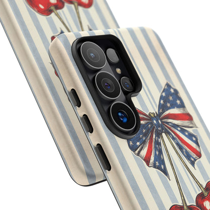 Patriotic Cherry Phone Case Americana Coquette Aesthetic iPhone Samsung
