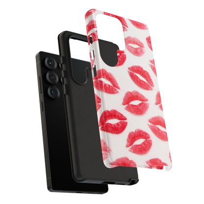 Red Lipstick Kiss Phone Case – Sexy Lip Print Pattern Tough Protective Cover