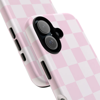 Pink Checkerboard Phone Case | Aesthetic Tough Protective Case