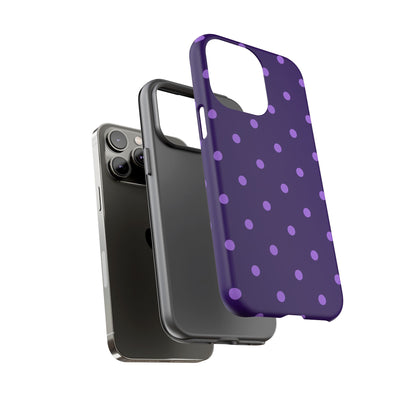 Purple Polka Dot Tough Phone Case – Cute Stylish Durable Protective Cover for Iphone, Samsung Galaxy and Pixel