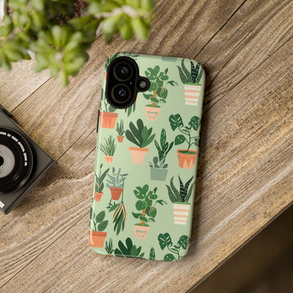 Plant Lover Phone Case | Cute Potted Plants Pattern | Botanical Aesthetic Tough Case