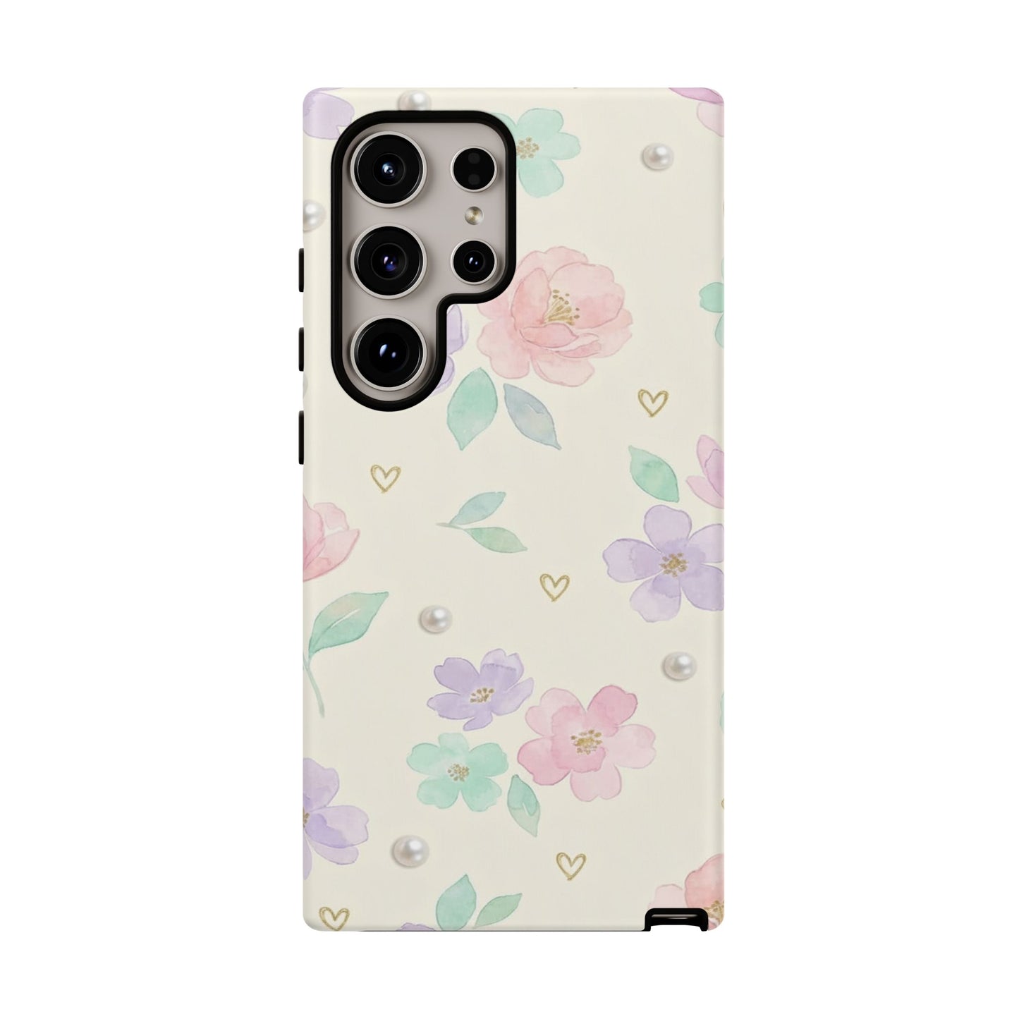 Pastel Floral Phone Case – Coquette Watercolor Flower Hearts Tough Case (iPhone, Samsung, Pixel)