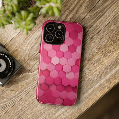 Hot Pink Hexagon Phone Case | Honeycomb Geometric Aesthetic | Cute Pink iPhone & Samsung Tough Protective Case