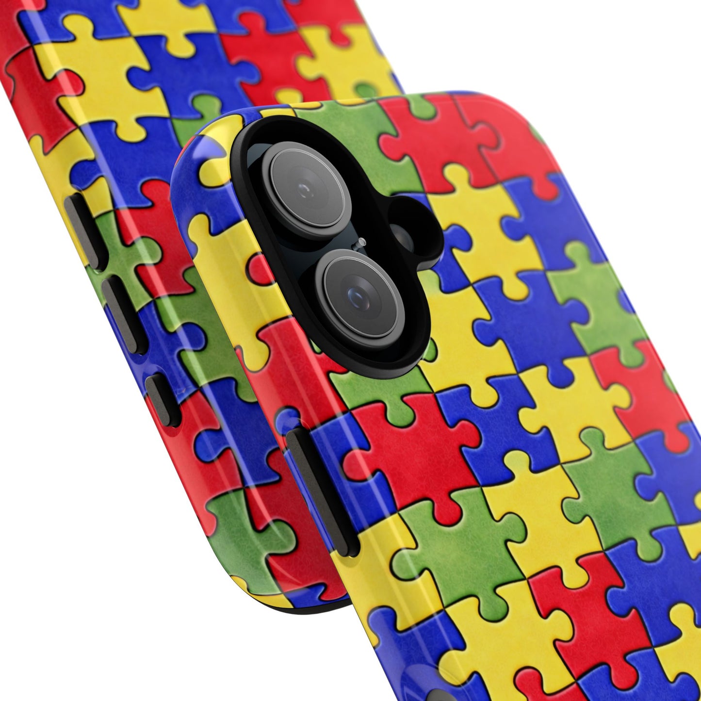 Colorful Puzzle Phone Case, Autism Awareness Jigsaw Design, Tough Protective Case, iPhone & Samsung Case, Vibrant Puzzle Pattern