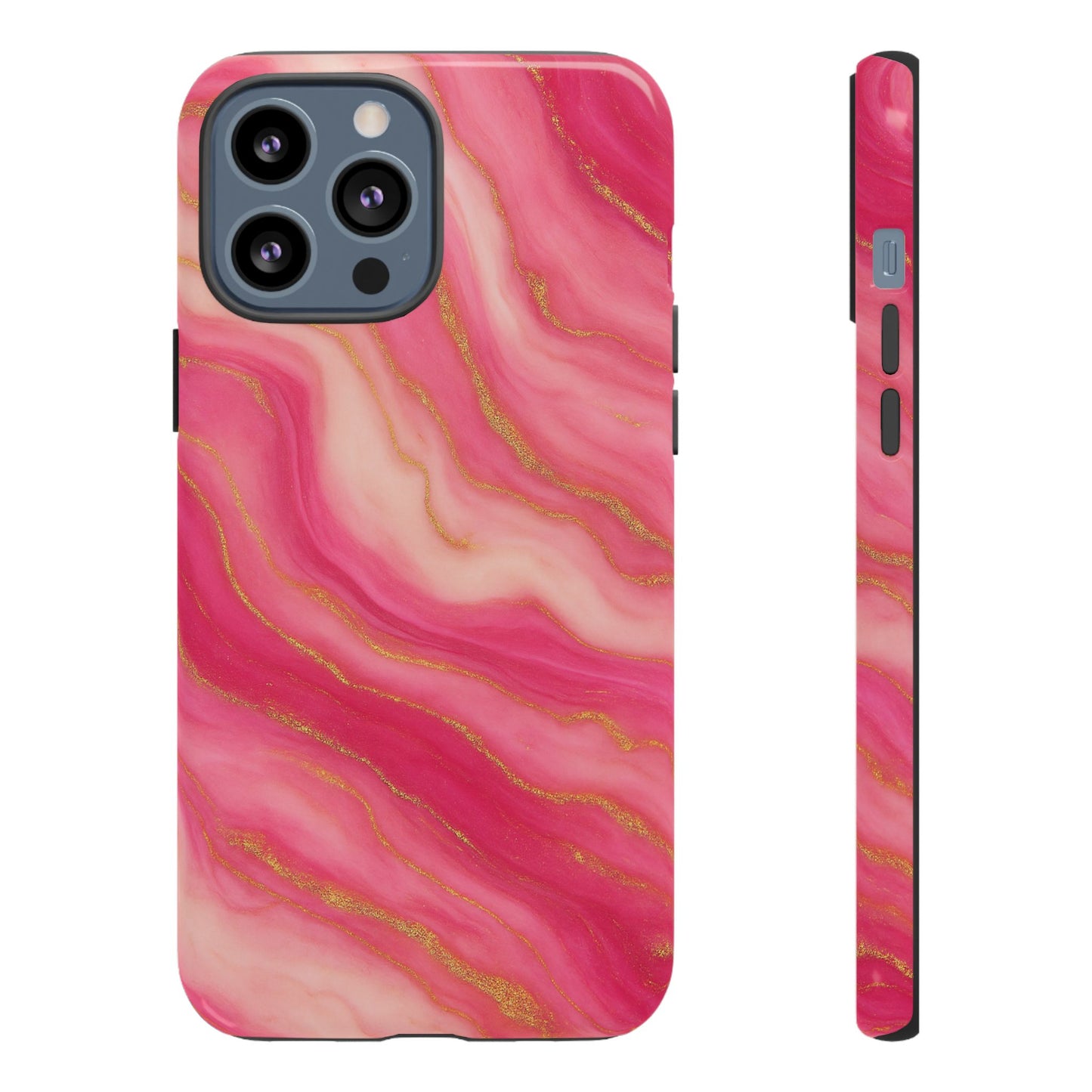 Pink Marble Phone Case | Rose Gold Swirl Aesthetic Tough Protective Case