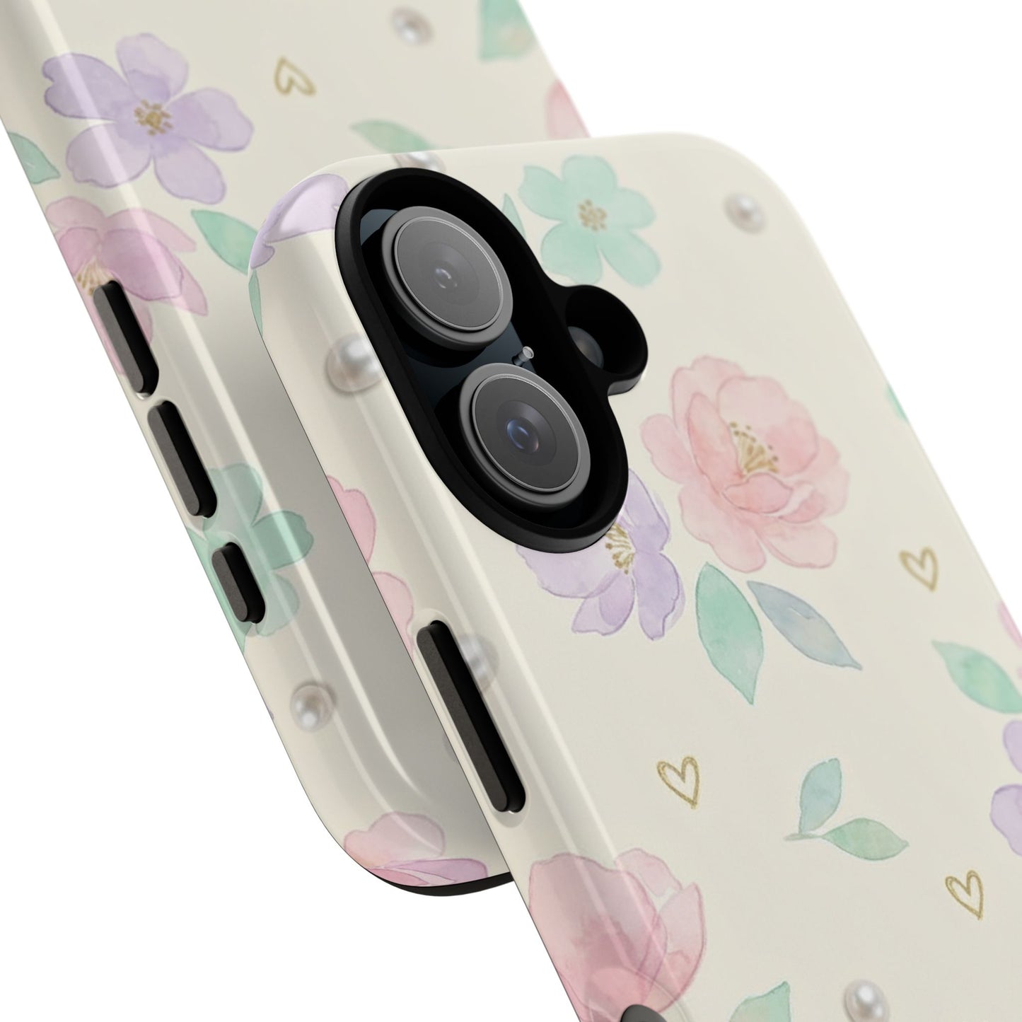 Pastel Floral Phone Case – Coquette Watercolor Flower Hearts Tough Case (iPhone, Samsung, Pixel)