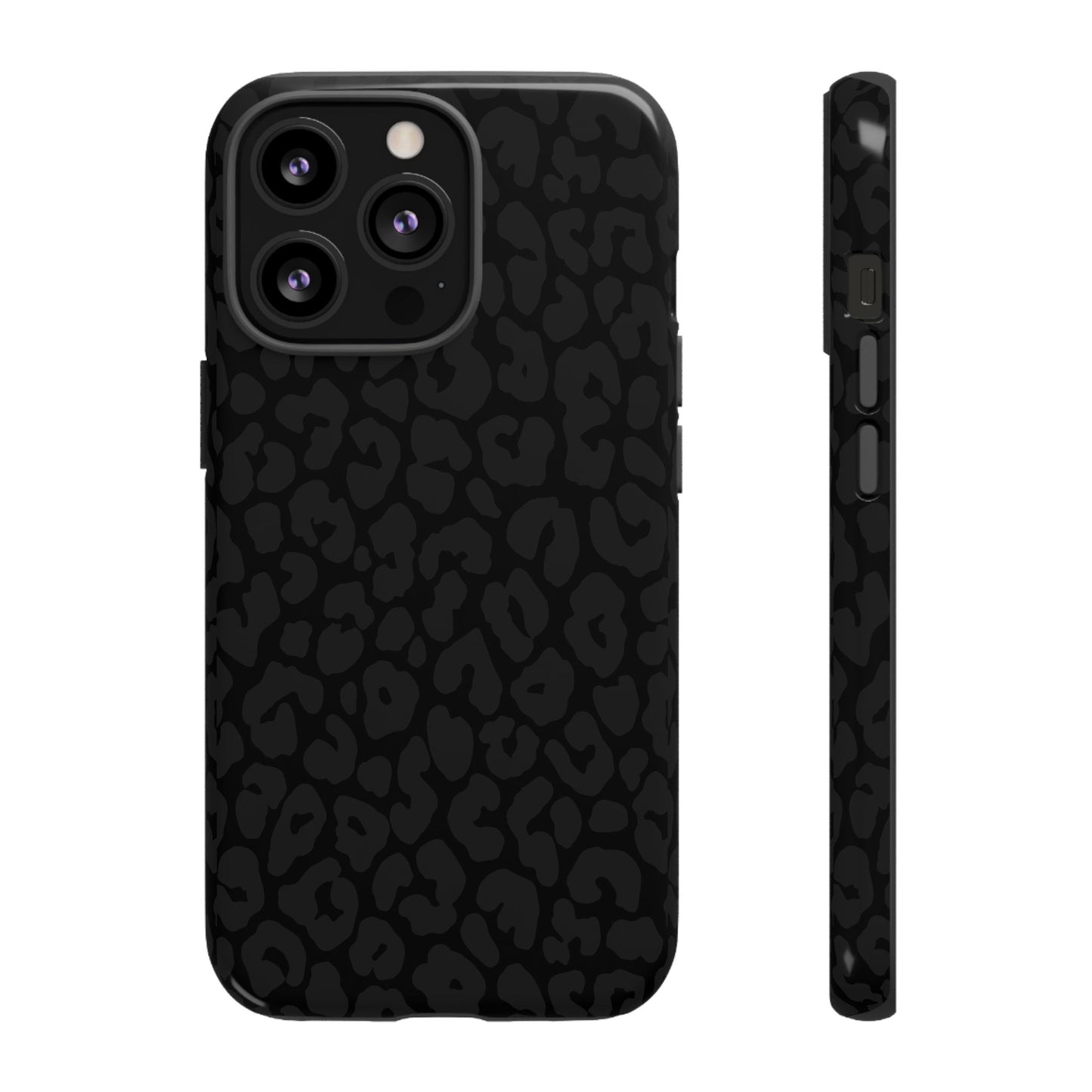 Black Leopard Phone Case | Black on Black Leopard Print Tough iPhone & Samsung Case | Matte or Glossy Protective Cover