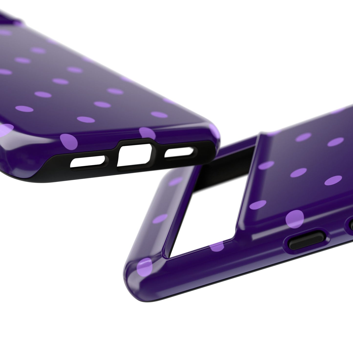 Purple Polka Dot Tough Phone Case – Cute Stylish Durable Protective Cover for Iphone, Samsung Galaxy and Pixel