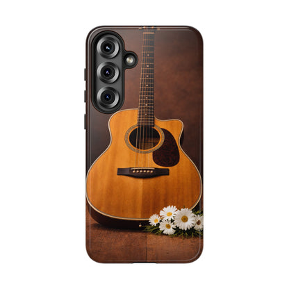 Acoustic Guitar Daisy Phone Case | Rustic Music Lover Tough Cover