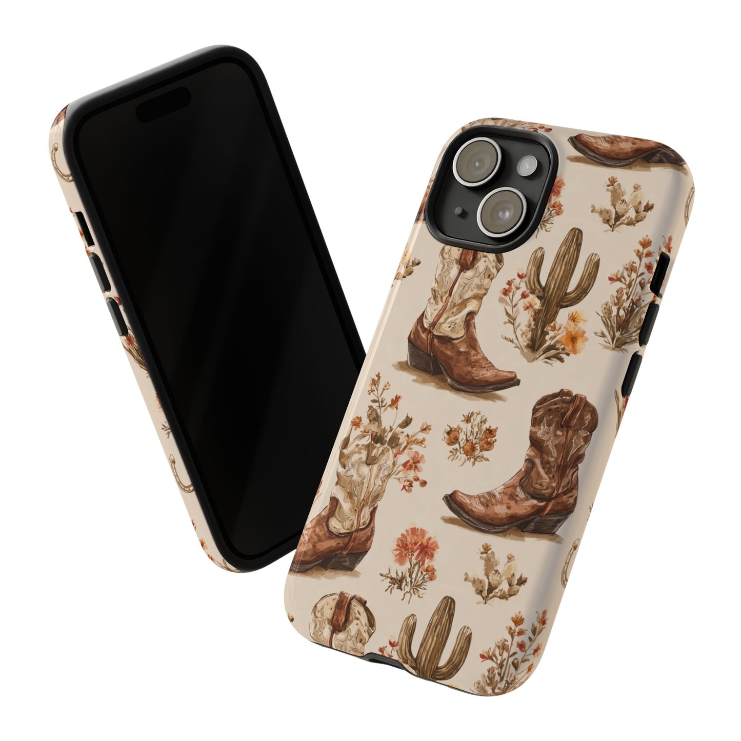 Cowboy Boots Western Phone Case Rustic Cowgirl Cactus Floral iPhone Samsung Pixel